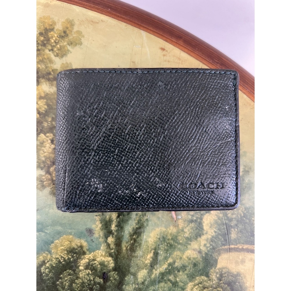 Coach Black Crossgrain Leather Bifold Wallet Card Case